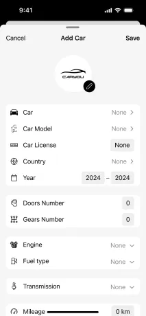 Add a car form
