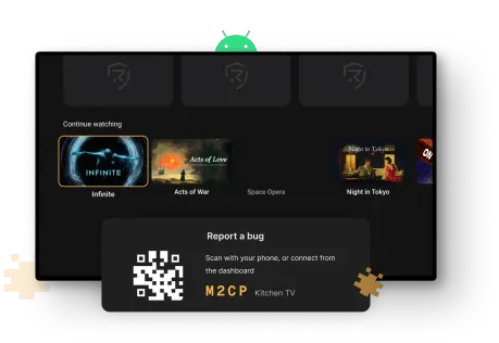 Report a bug overlay on Android TV with a QR code