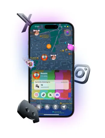 User card with Instagram, TikTok, X and Discord links