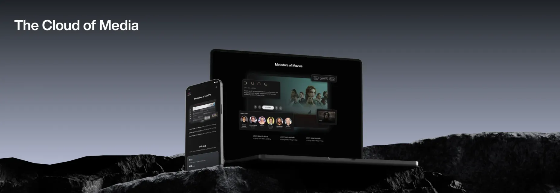 The Cloud of Media on laptop and phone