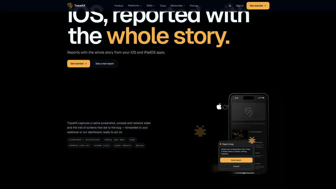 Platform page: iOS, reported with the whole story