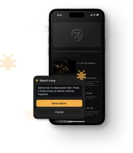 Report a bug sheet on iPhone