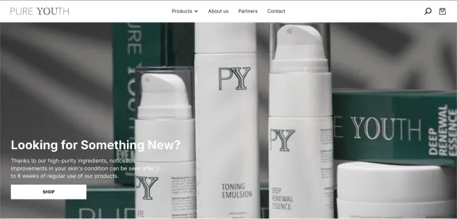 Landing hero with the product range