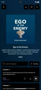 Audiobook page with chapter search