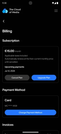 Billing and subscription on mobile