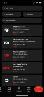 Channel details with the programme on now