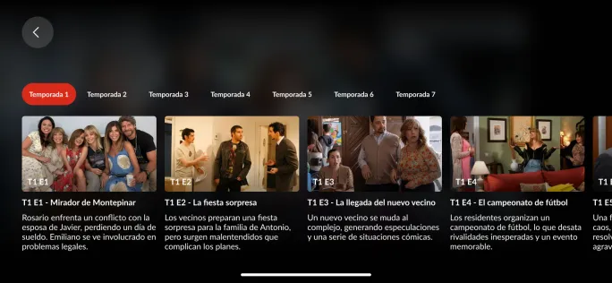 Episode picker over the player