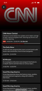 Channel guide with programmes and times