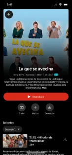 Series page with trailer, my list and download