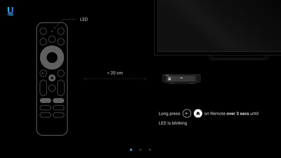 Start pairing: hold two remote buttons for three seconds