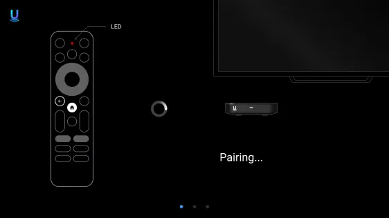 Pairing in progress with the remote LED flashing