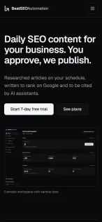 Website on a phone, first screen