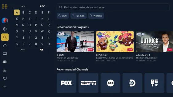 Search with on-screen keyboard and recommendations