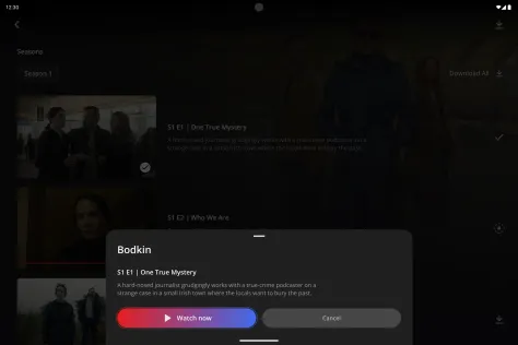 Downloads menu opened from the icon