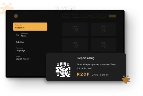 Report a bug overlay on Samsung Tizen