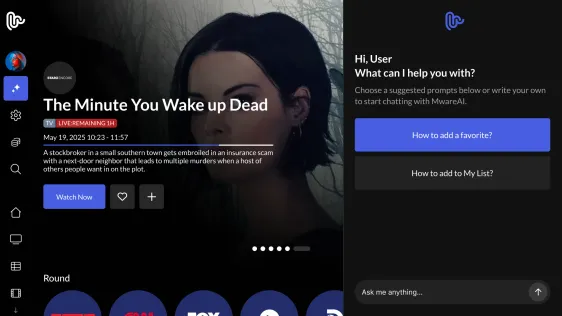 MwareAI assistant panel with suggested prompts