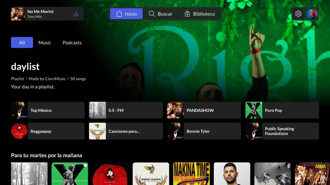 TV home with playlists and podcasts