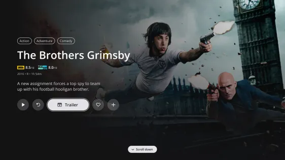 Movie description with ratings and trailer