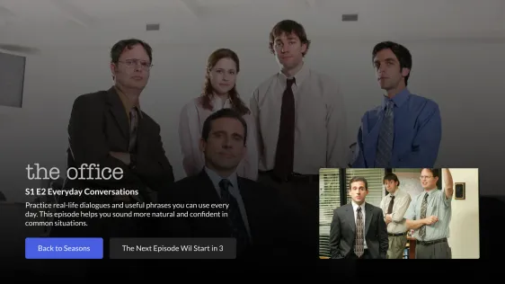 Next episode card at the end of an episode