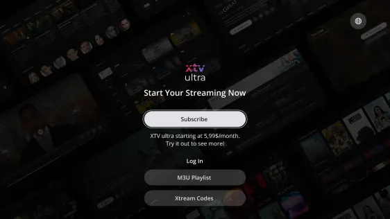 First screen on TV with subscribe focused