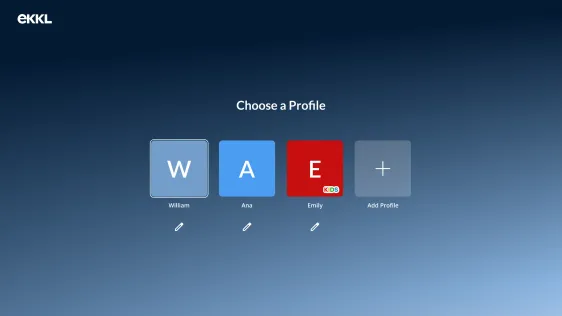 Choose a profile, including a Kids profile