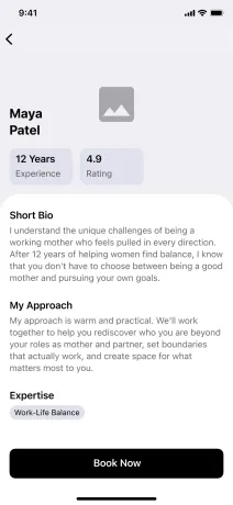 Wireframe: coach profile