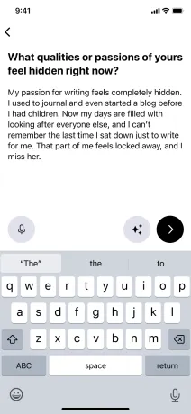 Wireframe: journal with prompt