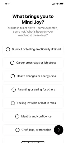 Wireframe: what brings you to Mind Joy