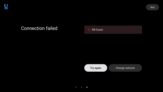 Connection failed, with try again and change network